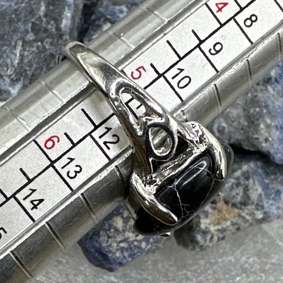 Black turquoise and silver gem ring - Picture 3 of 3